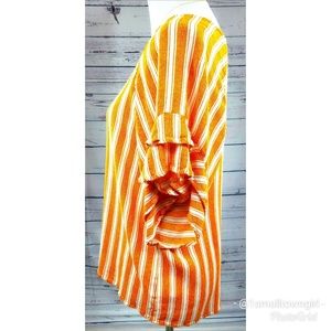 Umgee Striped Boatneck Blouse with Ruffled Sleeves